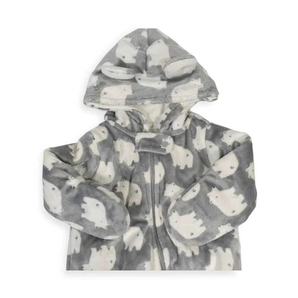 Cozy Baby Hooded Thick Jumpsuit Polar Bear Print for Cold Weather 3M By Carters